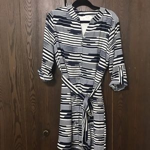 Peach Love dress blue white XL EUC button front